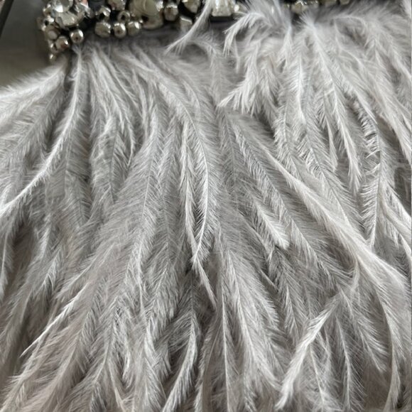 COACH POPPY OSTRICH FEATHER CLUTCH SPECIAL EDITION SILVER/GRAY #18731 PREOWNED - Picture 13 of 16